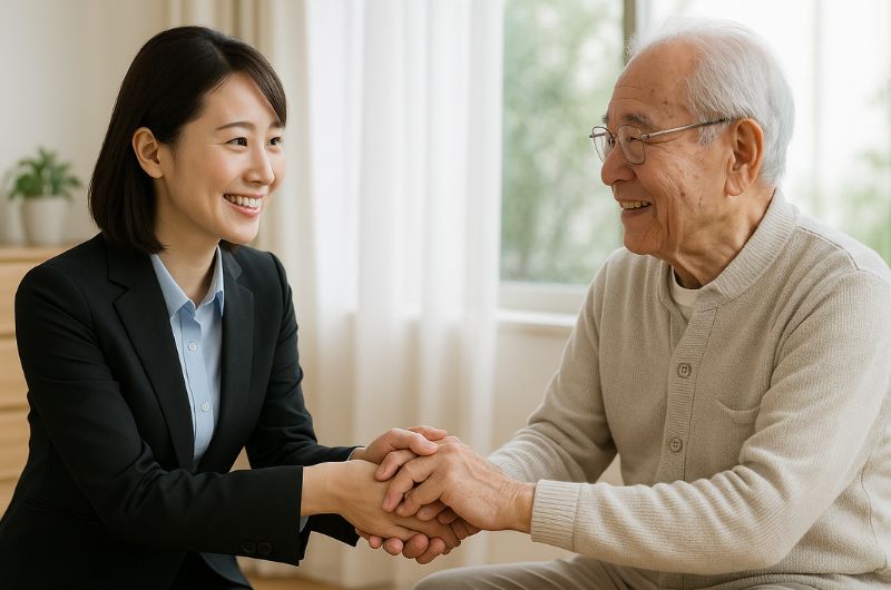 身元保証の相談をする老人