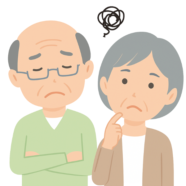 悩んでいる老夫婦